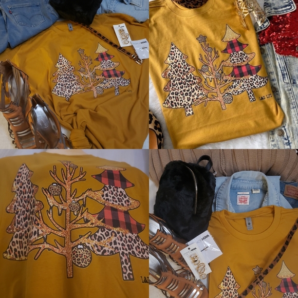 Tops - sz. XL 🌲3 Tree Tee- Plaid 'n Cheetah Tee